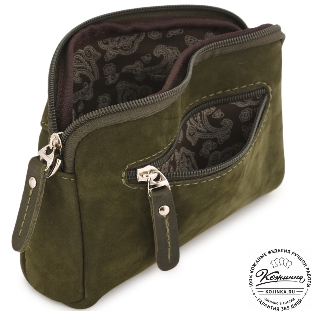  Кожаный клатч "Марта" (нубук хаки)